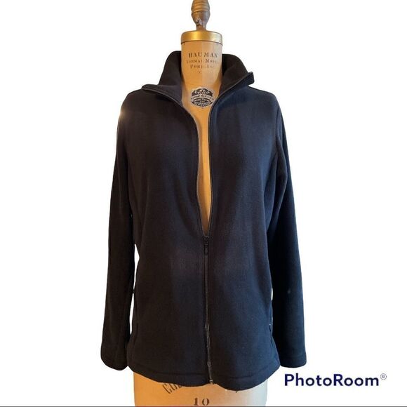 Uniqlo basic black zip up fleece jacket - Picture 1 of 8